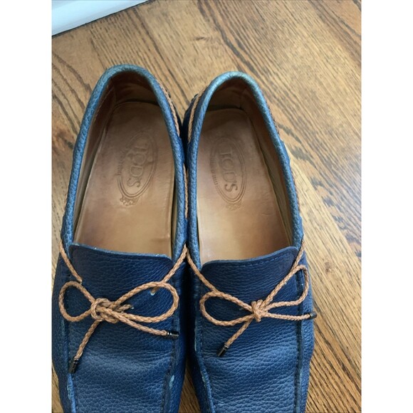 Tod\'s Blue Navy Leather Driving Loafers 7.5 + Dust Bag main image 11